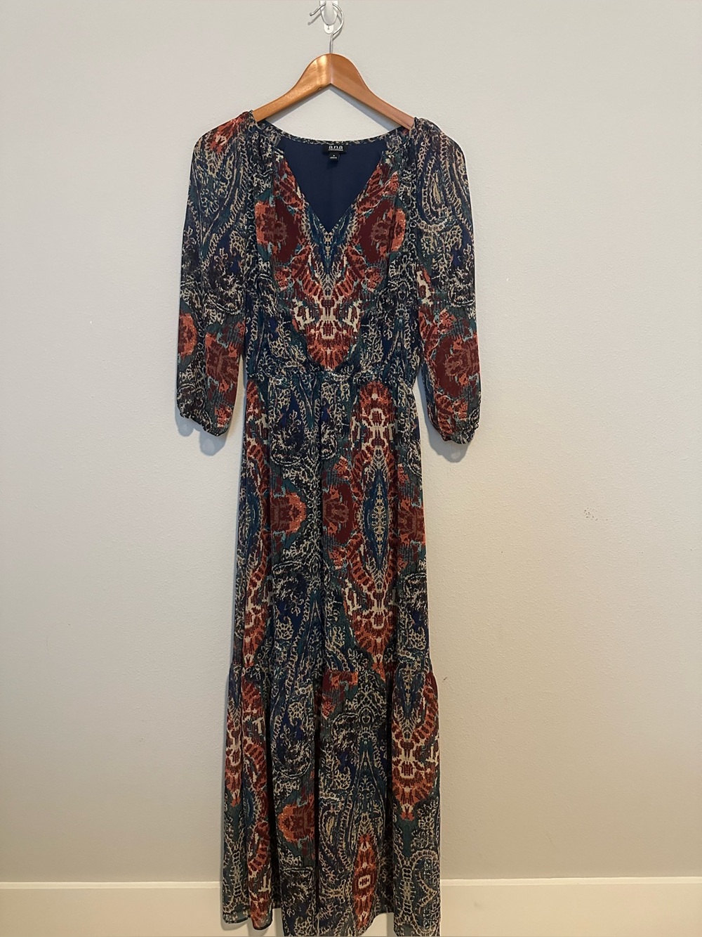Bohemian Navy & Rust Paisley Maxi Dress